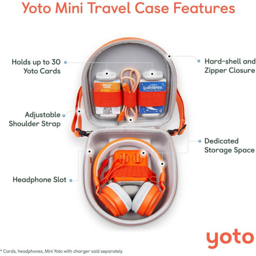 Yoto Mini Travel Case – Kids Accessory, Protective Hard-Shell Carrier with Adjustable Shoulder Strap, Holds Mini, Headphones and Up to 30 Audiobook Cards