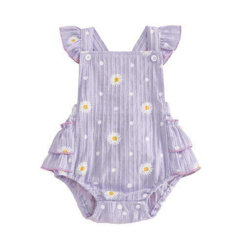 Emitonse Baby Girls Romper Jumpsuit,Girls' Jumpsuits & Rompers,Baby Bodysuits, Short Sleeve and Long Sleeve One-Pieces, 100% Organic Cotton Purple,Size 6-12 Months