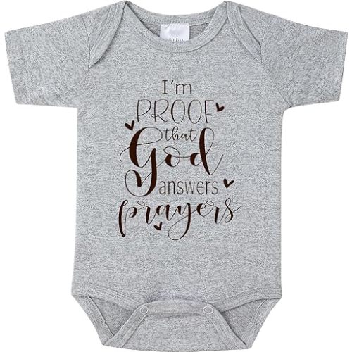 I'm Proof That God Answers Prayers Baby Onesie,Soft 0-3 Months Infant Bodysuit for Pregnancy Reveal or Baptism