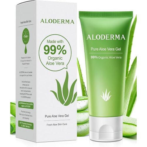 Aloderma Aloe Vera Gel Made within 12 Hours of Harvest with 99% Pure Organic Aloe Vera, Naturally Hydrating for Soothing Skincare, Moisturizing Aloe Gel for Skin, Face, Sensitive Skin - 4.02oz