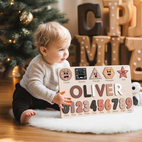 Custom Handmade Mathematics Name Puzzle, Personalized Birthday Gift for Kids, Christmas Gift for Toddlers, Unique New Baby Gift, Wood Toy