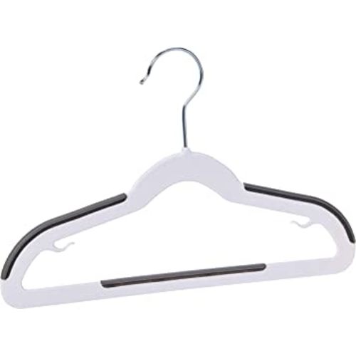 Amazon Basics Plastic Kids Clothes Hangers, Non-Slip 30-Pack, White and Black, 12.8 L x 8 W x 0.2 T inch