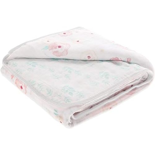 aden + anais Essentials Dream Blanket, Muslin Baby Blankets for Girls & Boys, Ideal Lightweight Newborn Nursery & Crib Blanket, Shower & Registry Gift, Full Bloom - Roses