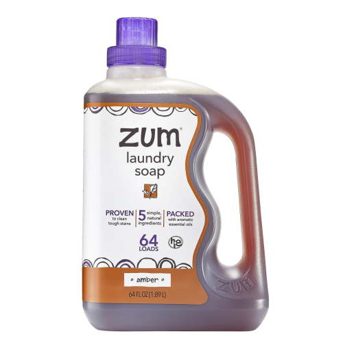 Zum by Indigo Wild Laundry Soap - Liquid, Plant-Based Soap with Baking Soda, Essential Oils, Coconut Oil & More - Wash Up to 64 Loads - Amber - 64 fl oz