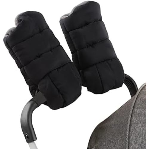 Zsedrut Stroller Gloves Universal Winter Anti-Freeze Stroller Mittens Water Repellent Hand Warmer Muff Fleece Lined,Winter Stroller Accessories (Black)