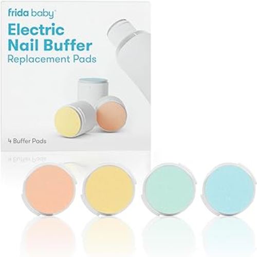 Frida Baby Electric Nail Buffer Replacement Pads | Safe + Easy Grooming, Trimming, and Nail Filing for Newborn, Toddler, or Children's Fingernails and toenails, 4 Buffer Pads