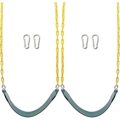 Sunnyglade 2PCS Swings Seats Heavy Duty with 66" Chain, Playground Swing Set Accessories Replacement with Snap Hooks, Support 250lb (2, Green)