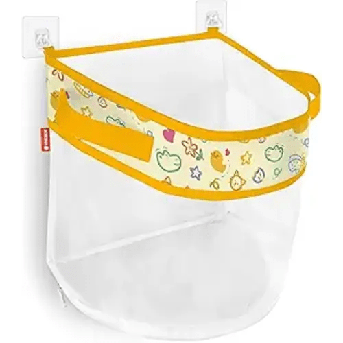 UNEEDE Duck Print Bath Toy Organizer, 4.15 Gallons Bathtub Toy Holder, Quick Dry Mesh Shower Caddy, Yellow Duck Stuff