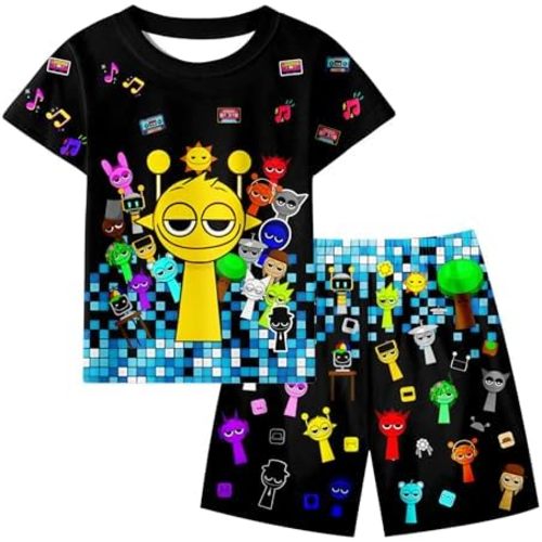 Boys Kids Short Set T-shirts Pants 2Pcs Outfits Casual Tee Shirt Clothes for 5-12 Year