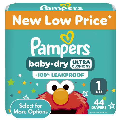 Pampers Baby Dry Diapers Size 1, 44 Count with Ultra Absorbency