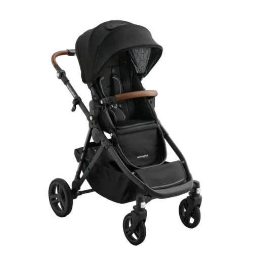 Mockingbird Single to Double 3.0 Stroller, 2025, Black Windowpane, Charcoal with Penny Leather