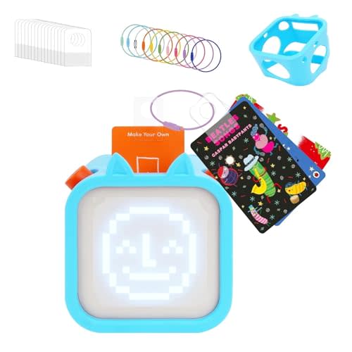 MGZNMTY Silicone Case for Yoto Player (3rd Gen.) with 100 Pcs Self-Adhesive Card Holder for Yoto Cards + 10 Pcs Removable Card Rings (Blue)