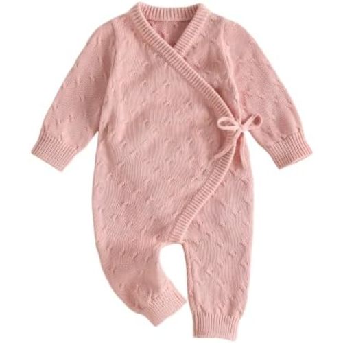 Kupretty Newborn Girl Outfit Baby Sweater Knit Romper Jumpsuit