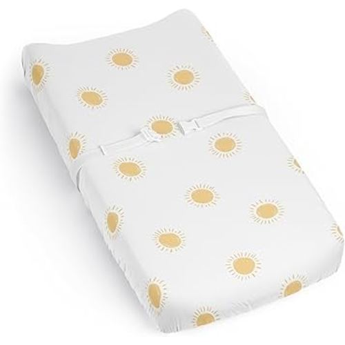 Sweet Jojo Designs Baby Changing Pad Cover Sheet (White and Yellow Boho Sun) for Girls/Boys, Infant/Newborn Diaper Change Table Mat Covers (Mustard, Celestial Sky, Desert, Sunshine, Outdoors Nature)
