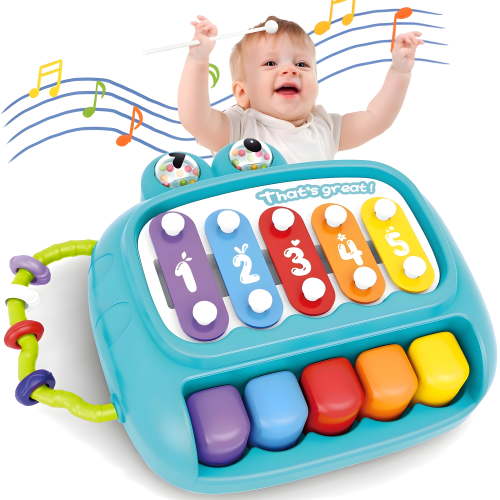 MOONTOY Baby Musical Toys 2 in 1 Piano Keyboard Xylophone Set for 1 Year Old Girls Boys Toys Age 2 Music Instrument Learning Toys for Toddlers 1-3 Birthday Gifts Infant Baby Toys 6 9 12 18 24 Month