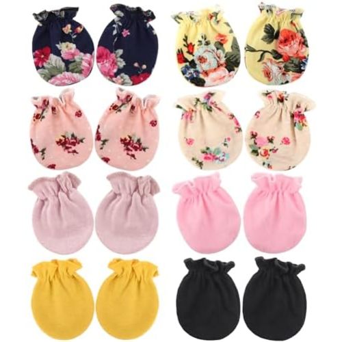Newborn Baby Mittens No Scratch Cotton Elastic Wrist Gloves Infant Toddler Mittens for Baby Boy Girl 0-6 Months