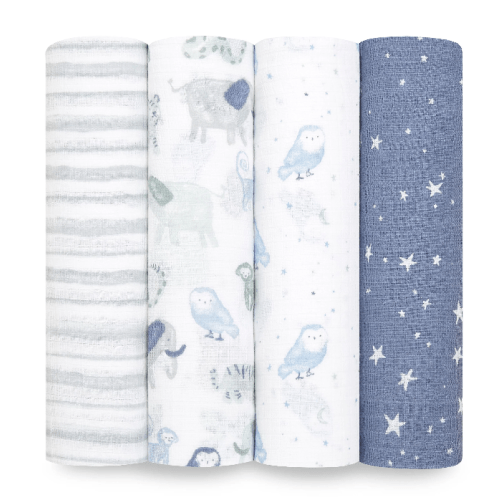 Time To Dream Cotton Muslin Swaddles 4pk | aden + anais