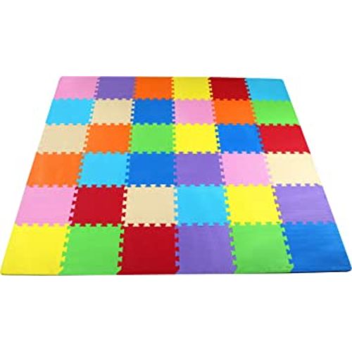 BalanceFrom 36-Pack 12x12 Inches EVA Interlocking Foam Play Tile Mat, Multicolored – 0.4-Inch Thick Non-Slip Puzzle Flooring for 36 Square Feet in Playroom, Nursery, or Playpen at Home