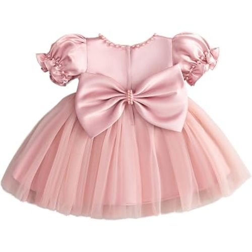 Toddler Baby Flower Girls Dress Wedding Guest Satin Birthday Party Formal Pageant Tulle Dress for Baby Girl