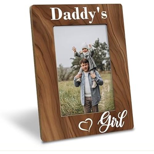 Dad Gift from Daughter, Daddy's Girl Photo Frame, Holds 4 x 6 Inch Photo, Farmhouse Wooden Picture Frame Gift, Daddy & Daughter Photo Frame for Home Office Decor, Dad Birthday Gifts, Christmas Gifts