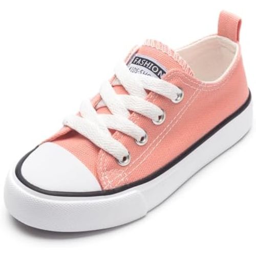 Toddler Canvas Shoes Casual Sneakers for Kids Boys and Girls Low Top Canvas Sneakers Lace Up Canvas Shoes
