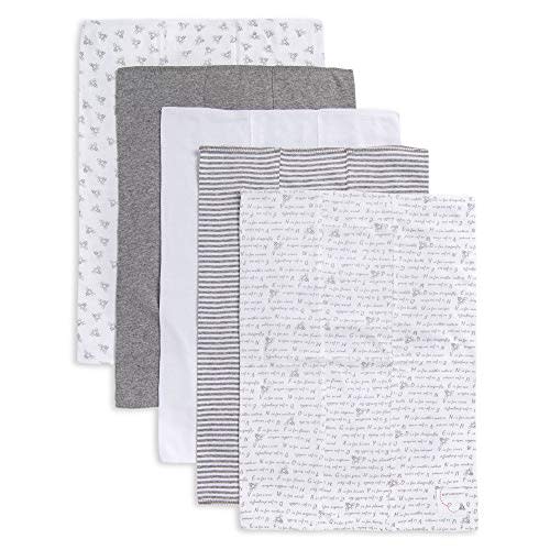 Burt's Bees Baby - Burp Cloths, 5-Pack Extra Absorbent 100% Organic Cotton Burp Cloths, Heather Grey Pattern