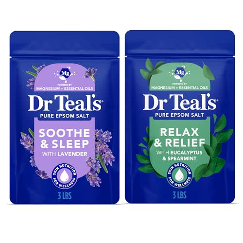 Dr Teal's Epsom Salt Magnesium Soak, Lavender & Eucalyptus Duo Bundle, 3 lbs (Pack of 2)