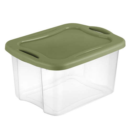 Sterilite EZ Carry 40 Qt Clear Plastic Storage Bin with Full-Grip Handles, Green