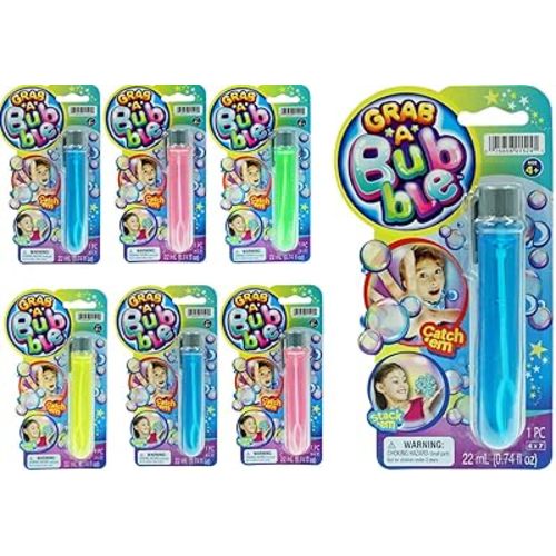 JA-RU Grab a Bubble - Touchable Mini Bubbles Wand Toy (6 Pack Assorted Color) | Small Bubble Wands for Kids | Summer Celebration Kid Toys | Party Favors Birthday Gift Goodie in Bulk.1524-6