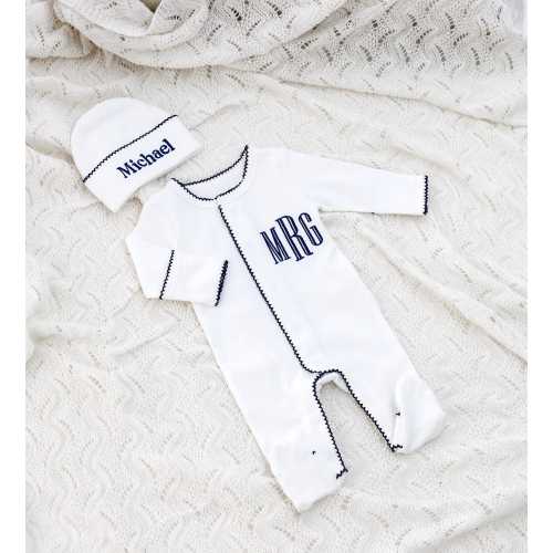 Monogrammed Newborn Outfit, Personalized Baby Footie, Custom Embroidered Name, Coming Home Gift, Soft Baby Sleeper, Baby Shower Gift