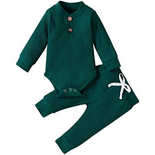 Ledy Champswiin Winter Newborn Baby Boy Girl Clothes Set Ribbed Outfits Unisex Infant Solid Long Sleeve Tops Pants 2PCS