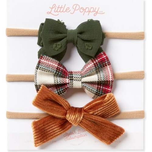 The Charlie Three Bow Mini Headband Set, Multi - Little Poppy Co. | Maisonette