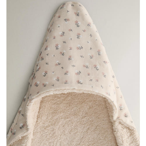 HOODED BABY BATH TOWEL WITH TULIPS