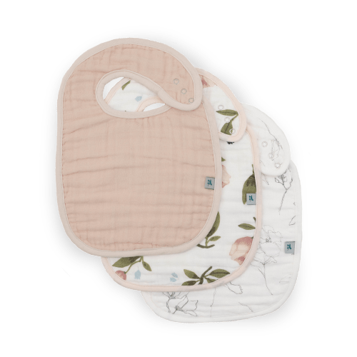 Organic Cotton Muslin Classic Bib 3 Pack - Watercolor Floret