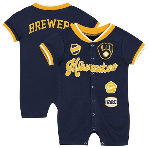 Newborn Milwaukee Brewers Outerstuff Navy Pinch Coverall