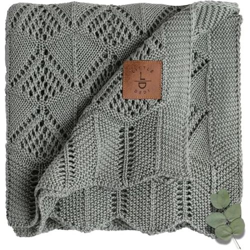 Hypoallergenic Baby Blanket - 30x40 Inches, Green, Oeko-TEX® Certified, Thermal-Regulating, Silky Soft Knit in Sage for Girls & Boys - Swaddle, Toddler, or Receiving Blanket