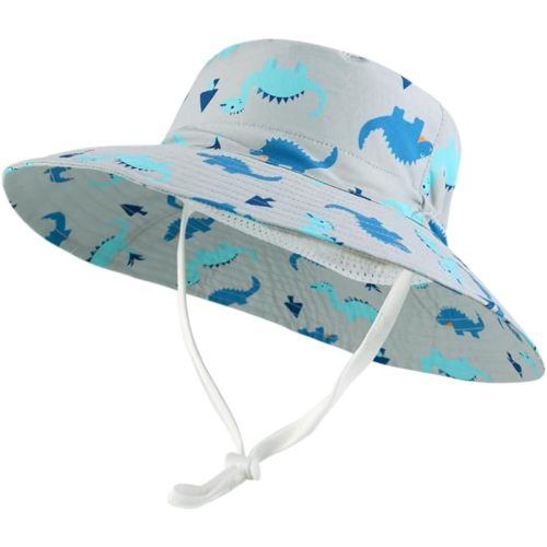 LANGZHEN Sun Protection Hat for Kids Toddler Boys Girls Wide Brim Summer Outdoor hat Cotton Baby Bucket Hat with Chin Strap