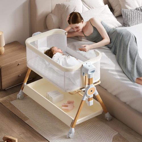 Amazon.com: 3 in 1 Baby Bassinet,Bedside/Rocking Bassinet for Baby,Bedside Crib with lockable Wheels,Waterproof Mattress,Adjustable 6 Heights,Portable Bassinets Bedside Sleeper for Newborn Infant-Beige