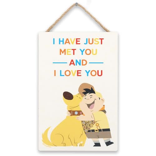 Disney Pixar Up I Have Just Met You And I Love You Hanging Wood Wall Decor - Adorable Up Sign for Kids' Bedroom, Play Room or Nursery