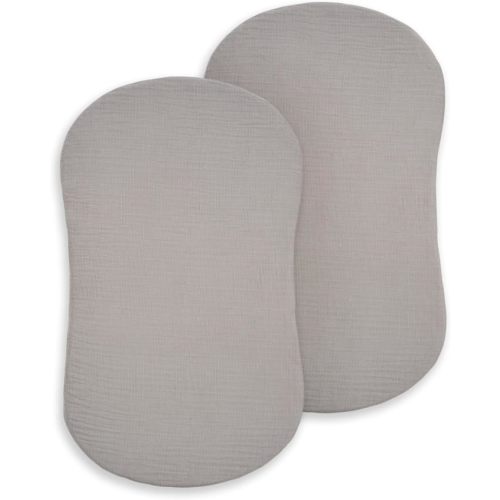HALO® BassiNest Sheets, 100% Organic Cotton Muslin, 2 Pack, Soft and Breathable, Fits HALO Bassinet, Oat