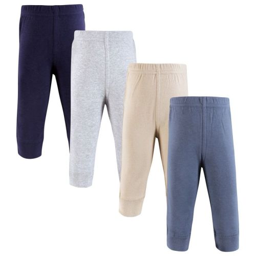 Hudson Baby Infant Boys Cotton Pants and Leggings 4-Pack, Blue Neutral, 0-3 Months
