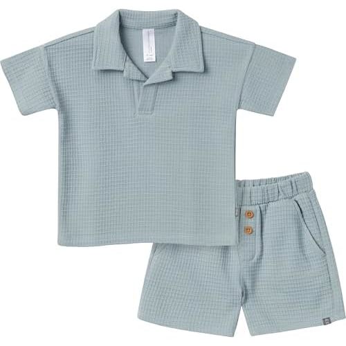 Modern Moments by Gerber Baby Boys' 2-piece Johny Collar Shirt & Short Set