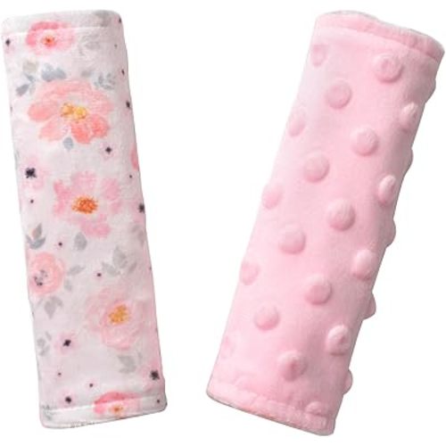 Car Seat Strap Covers for Babies Soft Car Seat Belt Covers, Mink Car Seat Straps Shoulder Pads for Boys and Girls, Flower