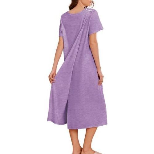 Deyeek Hospital Gowns for Women Labor Delivery Shoulder Surgery Dress Adaptive Clothing Night Robes for Elderly Plus Size