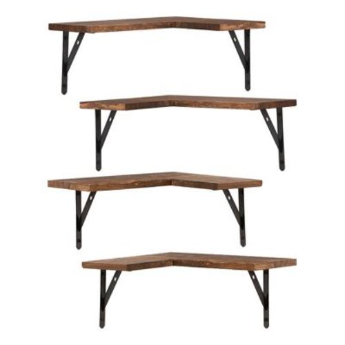 Unique Bargains Wood Wall Mounted Bathroom Bracket Shelf 16 x 11.4 x 0.7 Inch