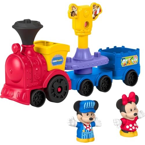 Fisher-Price Little People Toddler Toy Disney Jr Mickey & Minnie Musical Train with 2 Figures for Pretend Play Kids Ages 18+ Months