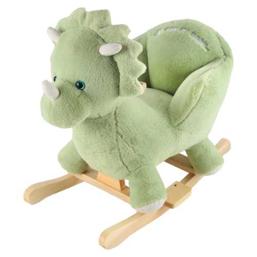 Rocking Horse Green Dinosaur with Chair, Baby Rocker with Sweet Music, Plush Stuffed Animal Rocker for Toddlers 1-3