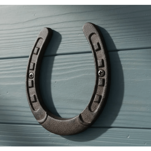Large Horseshoe Wall Plaque, Cast Iron Western Ranch Decor, 6.3"