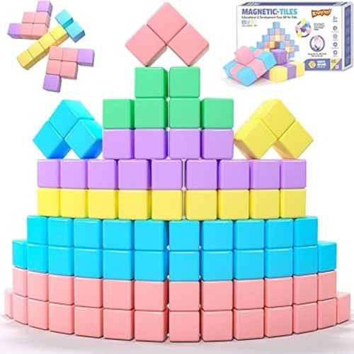 45pcs Magnetic Blocks for Kids Ages 3-5,Magnetic Building Blocks for Toddlers Girl Toys,Creative Sensory Toys 1-3 Magnet Cubes Toys Gifts for 3 4 5 6 7 8 Year Old Boys & Girls Birthday Christmas