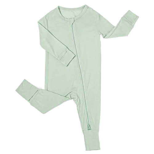 SXIMEE Unisex Baby Bamboo Viscose Pajamas with Mitten Cuffs Boys Girls 2 Way Zip Long Sleeve Sleepers